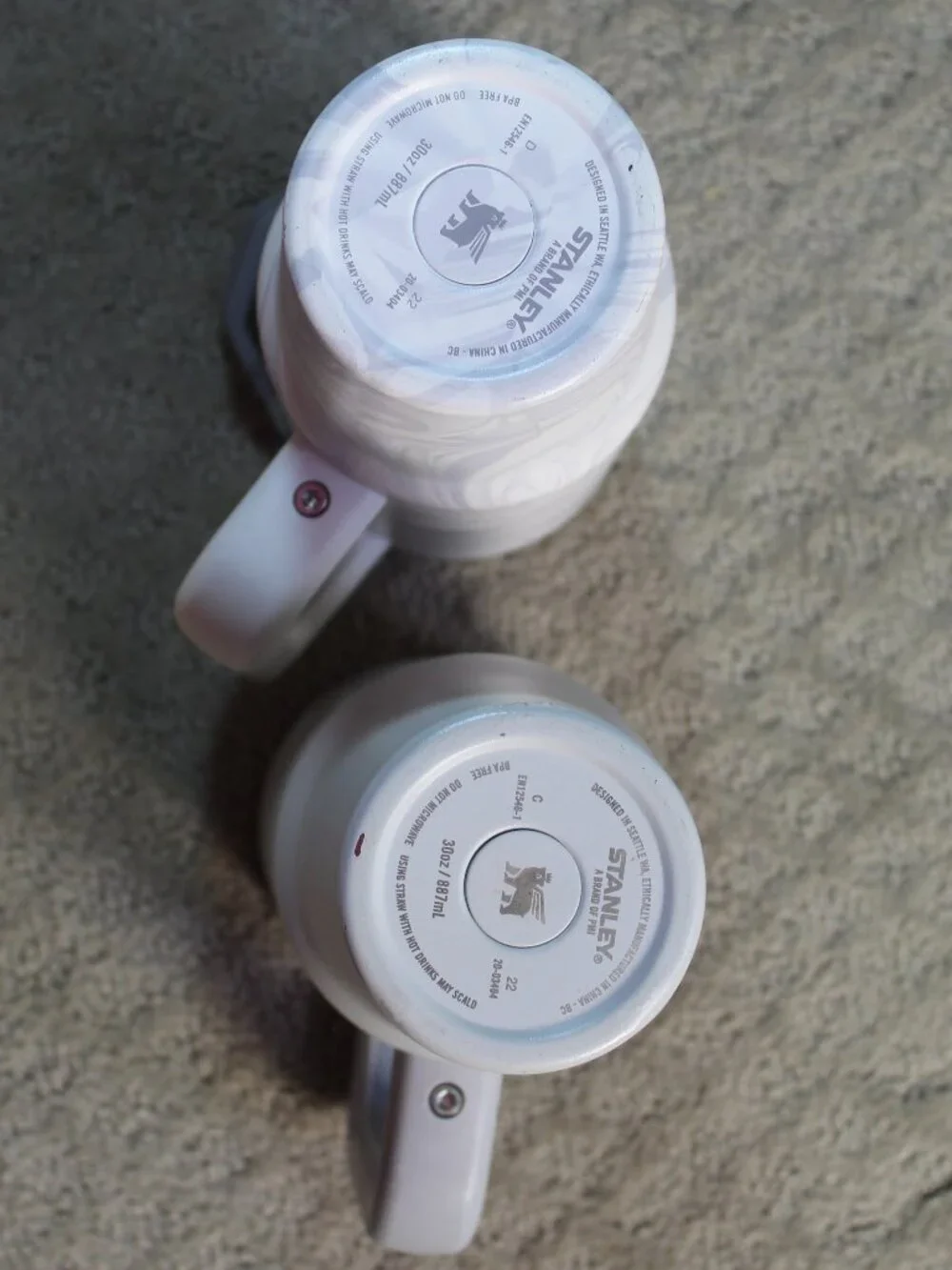 Set of 2 Stanley 30 Oz. Quencher Tumbler Polar Swirl Grey Marble & Grey (1 Lid)